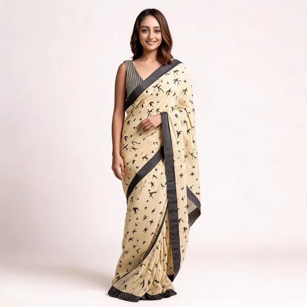 JBC_Panchi_Cream_Soft_Pure_Cotton_Saree