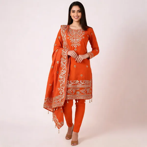 KD_1591_Beautiful_Elegant_Ethnic_Wear_Orange_Dress