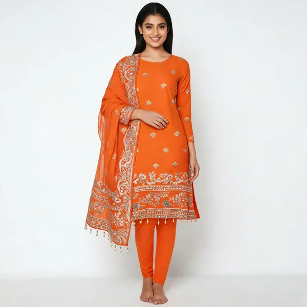 KD_1591_Beautiful_Elegant_Ethnic_Wear_Orange_Dress