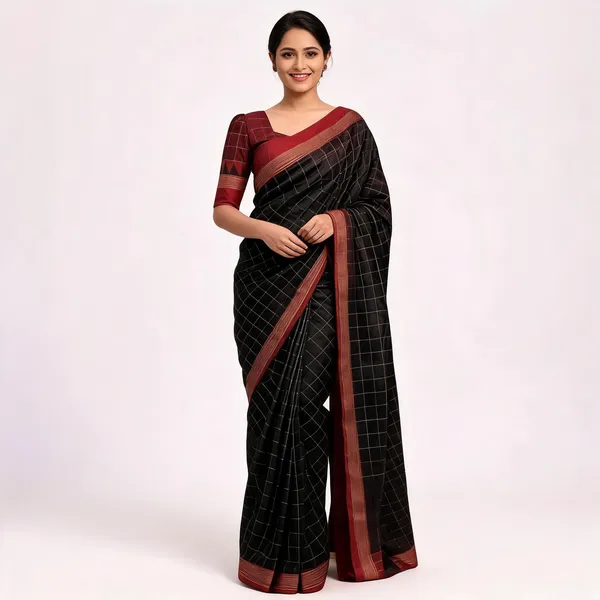 KP_5077_BLACK_SOFT_LICHI_SILK_SAREE