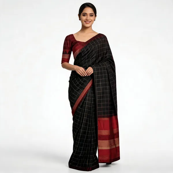 KP_5077_BLACK_SOFT_LICHI_SILK_SAREE