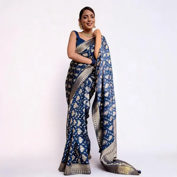 KP_5079_BLUE_SOFT_LICHI_SILK_SARE
