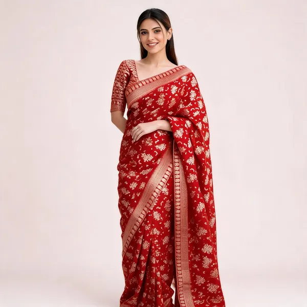 KP_5079_RED_SOFT_LICHI_SILK_SAREE