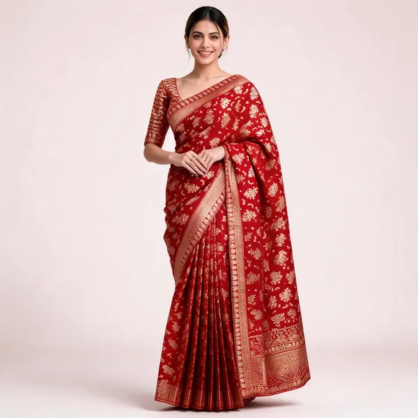 KP_5079_RED_SOFT_LICHI_SILK_SAREE