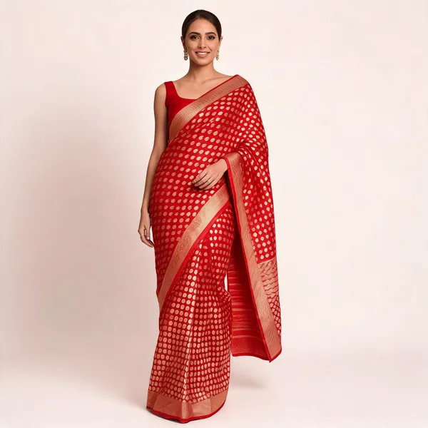 KP_5083_RED_SOFT_LICHI_SILK_SAREE