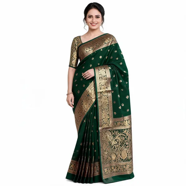KP_6041_GREEN_SOFT_LICHI_SILK_SAREE