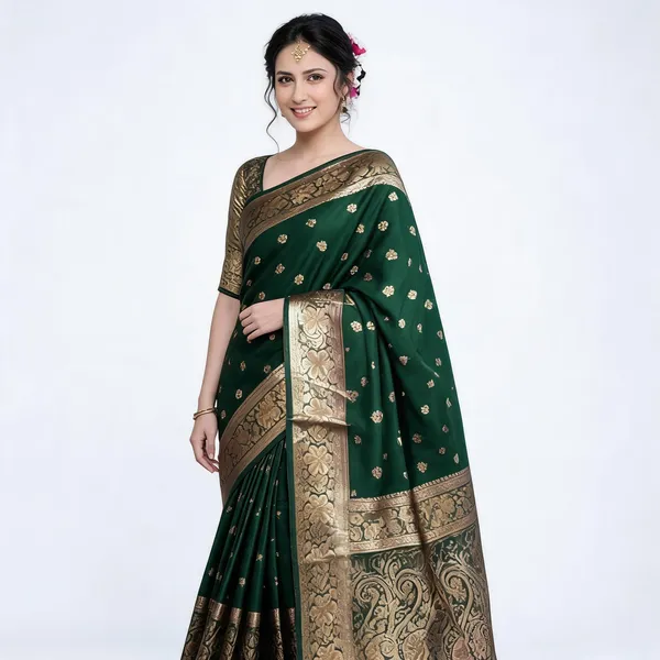 KP_6041_GREEN_SOFT_LICHI_SILK_SAREE