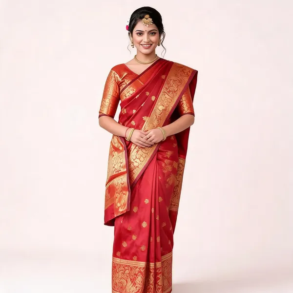 KP_6041_RED_SOFT_LICHI_SILK_SAREE