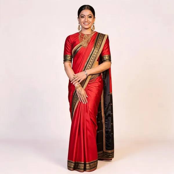 KP_6087_New_Red_and_Black_Comination_Saree