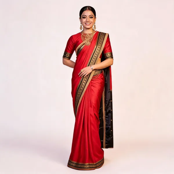 KP_6087_New_Red_and_Black_Comination_Saree