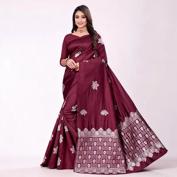 KP-R_100_New_Silk_Marron_Saree