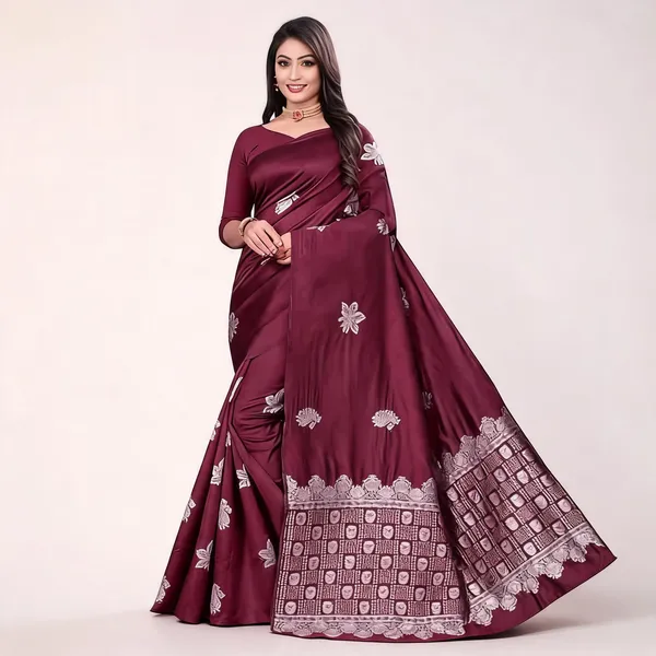 KP-R_100_New_Silk_Marron_Saree