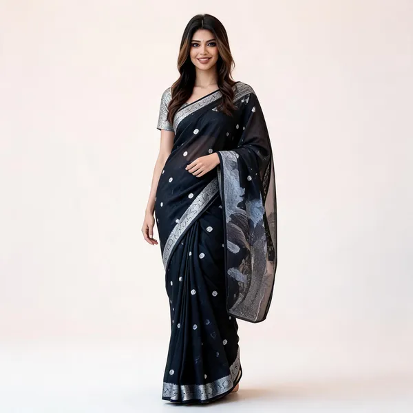 KP-R_120_BEAUTIFUL_SOFT_LILAN_Black_Saree