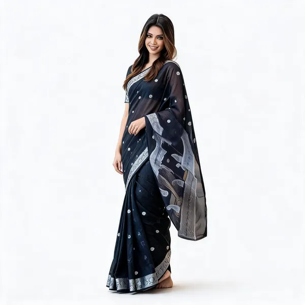 KP-R_120_BEAUTIFUL_SOFT_LILAN_Black_Saree