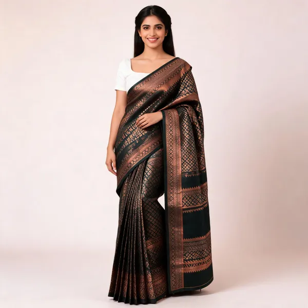 KP-R_130_Beautiful_Silk_Black_Saree
