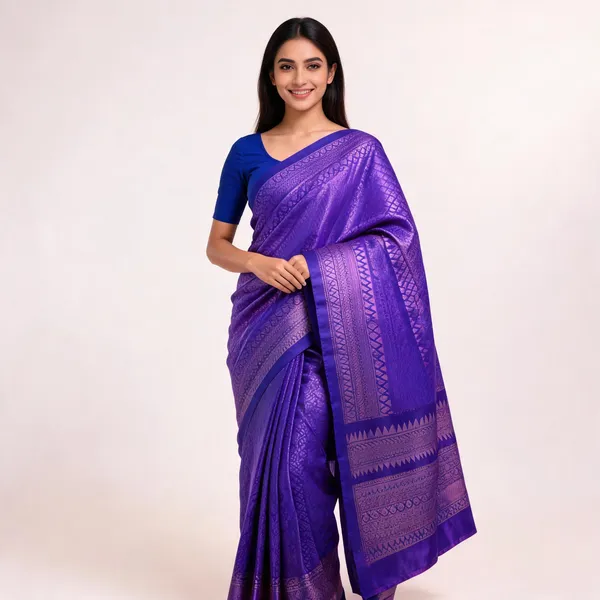 KP-R_130_Beautiful_Silk_Blue_Saree