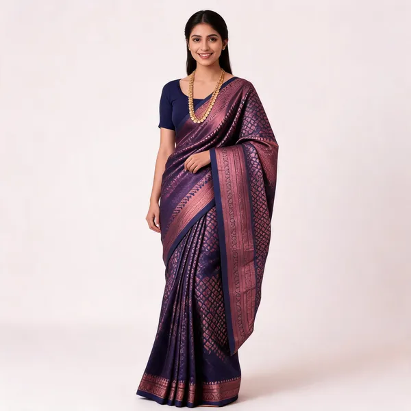 KP-R_130_Beautiful_Silk_Navy_Blue_Saree