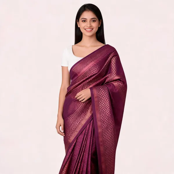 KP-R_130_Beautiful_Silk_Wine_Saree