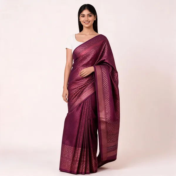 KP-R_130_Beautiful_Silk_Wine_Saree
