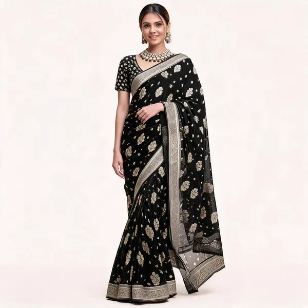 KP-R_190_New_Traditional_Wear_Black_Saree