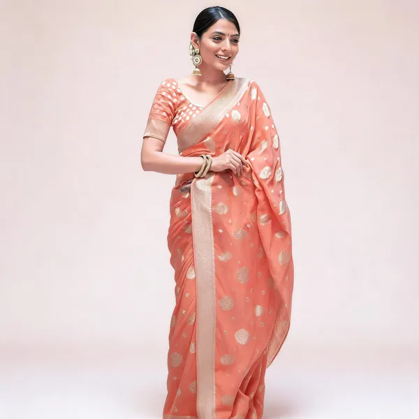 KP-R_190_New_Traditional_Wear_Peach_Saree