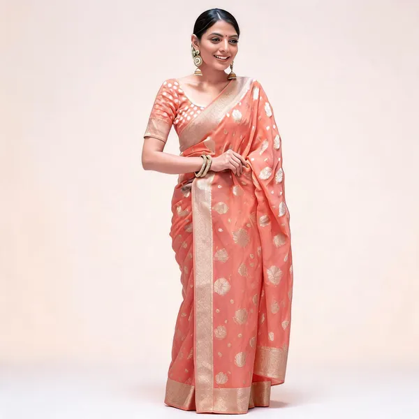 KP-R_190_New_Traditional_Wear_Peach_Saree