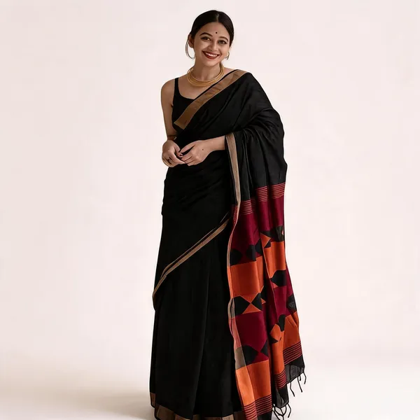 KP-R_209_SOFT_LILAN_Black_Saree