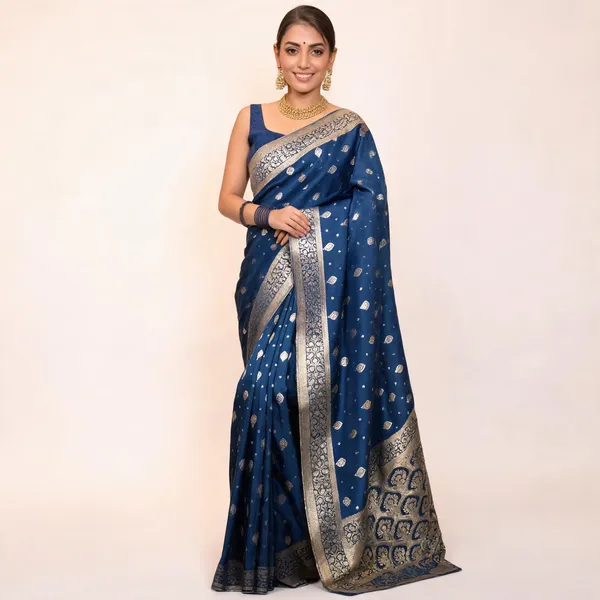 KP-R_210_Beautiful_Party_Wear_Blue_Saree