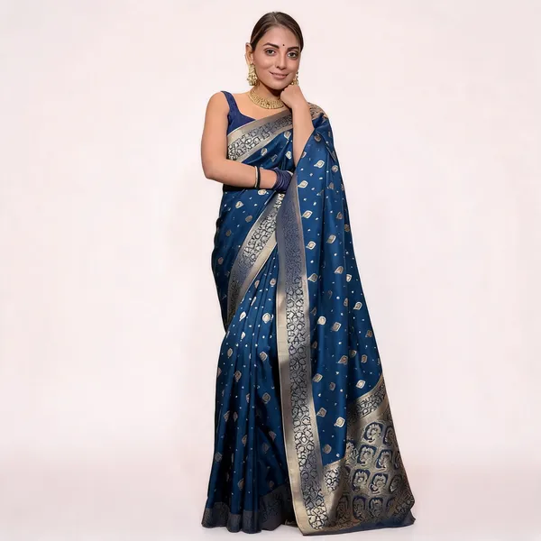 KP-R_210_Beautiful_Party_Wear_Blue_Saree