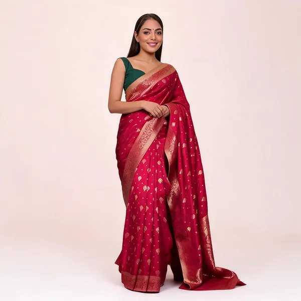 KP-R_210_Beautiful_Party_Wear_Red_Saree