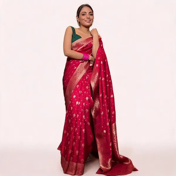 KP-R_210_Beautiful_Party_Wear_Red_Saree