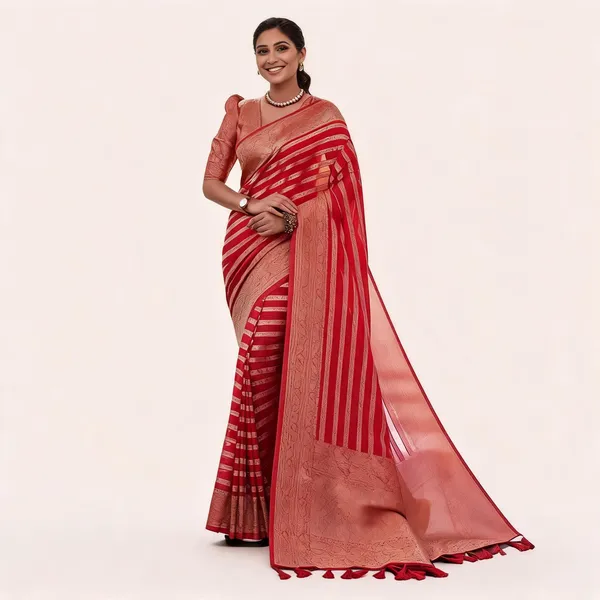KP-R_232_Beautiful_Silk_Cloth_Red_Colour_Party_Wear_Saree