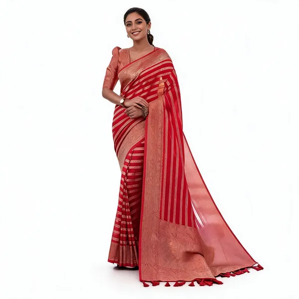 KP-R_232_Beautiful_Silk_Cloth_Red_Colour_Party_Wear_Saree