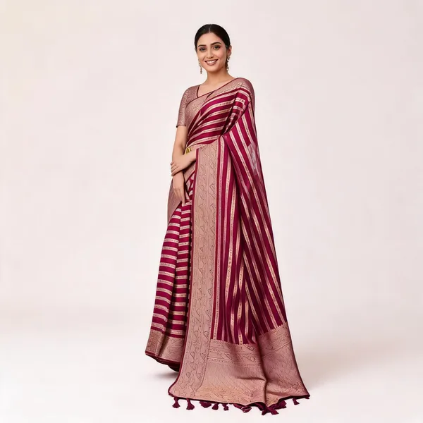 KP-R_232_Beautiful_Silk_Cloth_Wine_Colour_Party_Wear_Saree