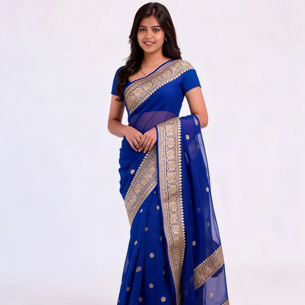 KP-R_255_Soft_Lilan_Navy_Blue_Saree