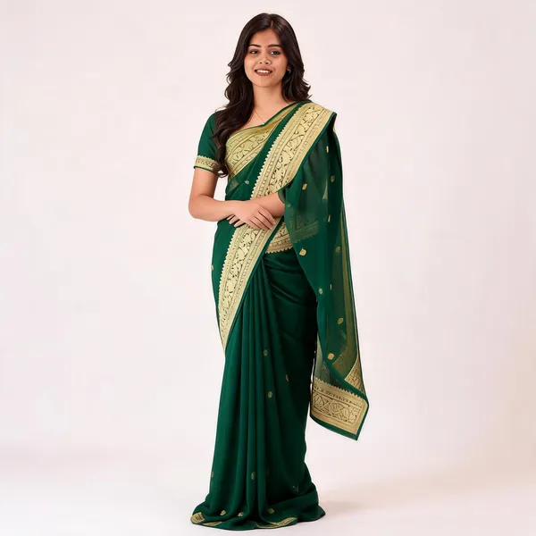 KP-R_255_Soft_Lilan_Navy_Green_Saree