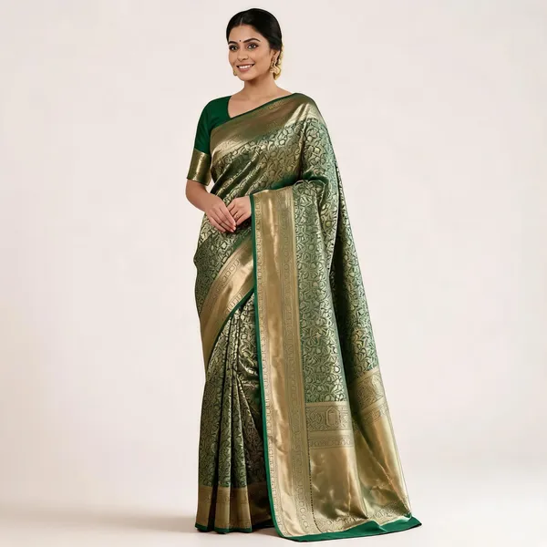 KP-R_261_Pure_Gold_Zari_In_Green_Saree