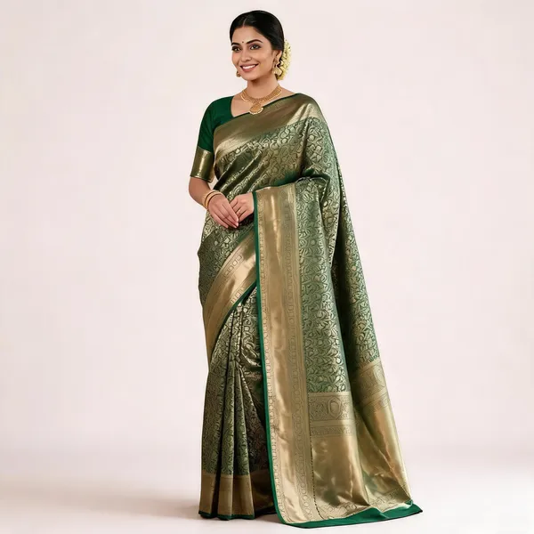 KP-R_261_Pure_Gold_Zari_In_Green_Saree