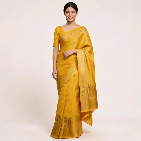 KP-R_262_New_Regular_Wear_Yellow_Saree