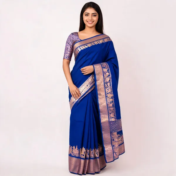 KP-R_270_BEAUTIFUL_Silk_Blue_Saree
