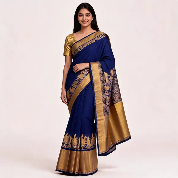 KP-R_270_BEAUTIFUL_Silk_Navy_Blue_Saree