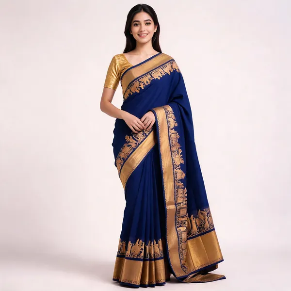 KP-R_270_BEAUTIFUL_Silk_Navy_Blue_Saree