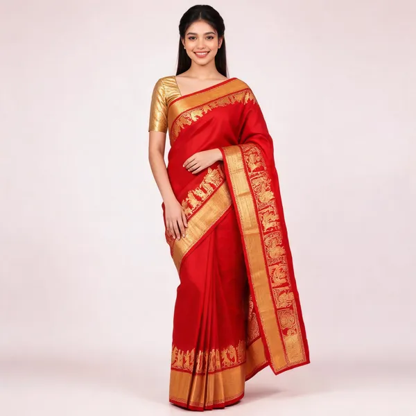 KP-R_270_BEAUTIFUL_Silk_Red_Saree