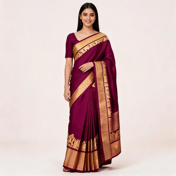 KP-R_270_BEAUTIFUL_Silk_Wine_Saree