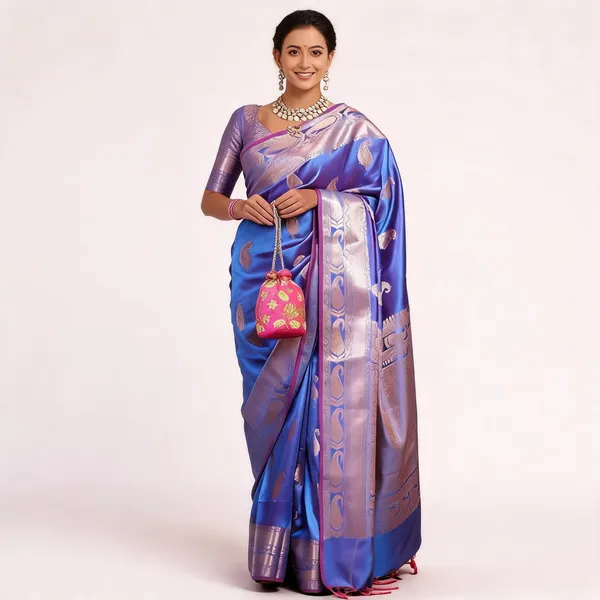 KP-R_276_PURE_GOLD_ZARI_On_Blue_Saree