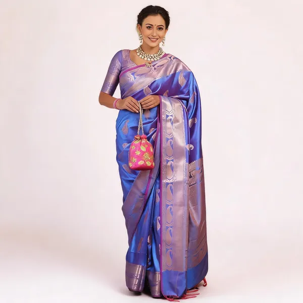 KP-R_276_PURE_GOLD_ZARI_On_Blue_Saree