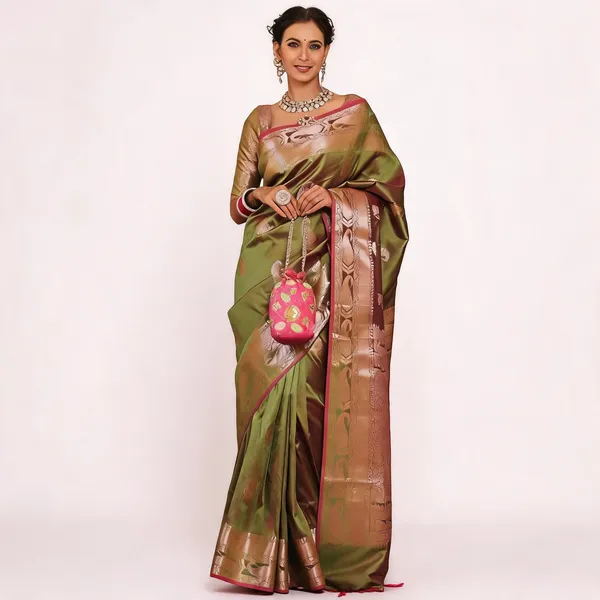 KP-R_276_PURE_GOLD_ZARI_ON_Mehndi_Colour_Saree