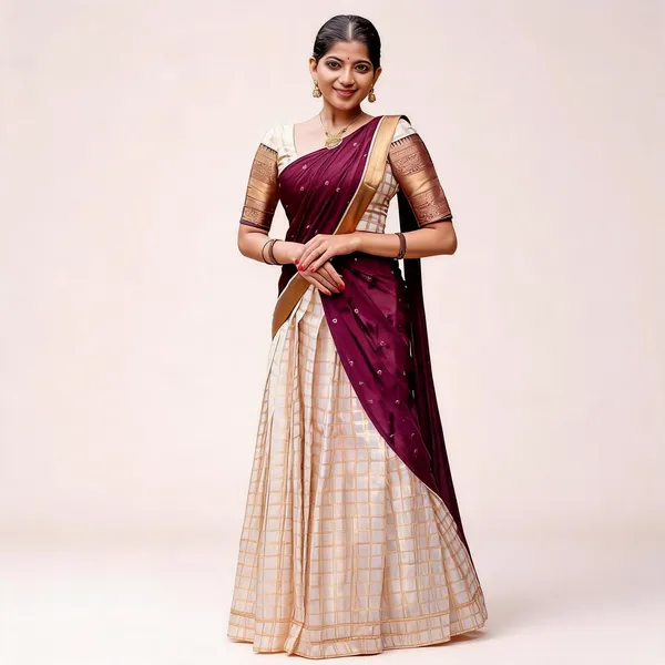 KP-W_352_Kanjiveram_Silk_Maroon_Colour_Half_Saree
