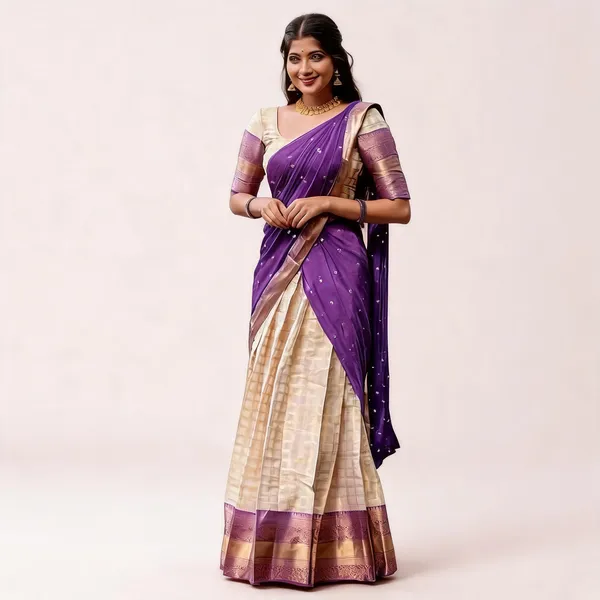 KP-W_352_Kanjiveram_Silk_Purple_Colour_Half_Saree