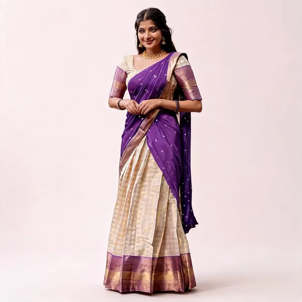 KP-W_352_Kanjiveram_Silk_Purple_Colour_Half_Saree